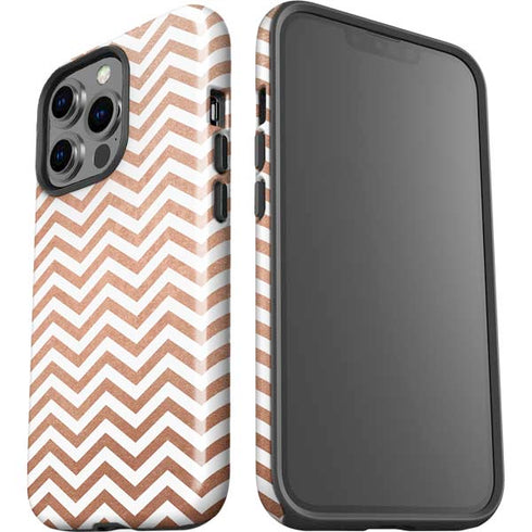 Rose Gold Chevron iPhone 15 Pro Impact Case